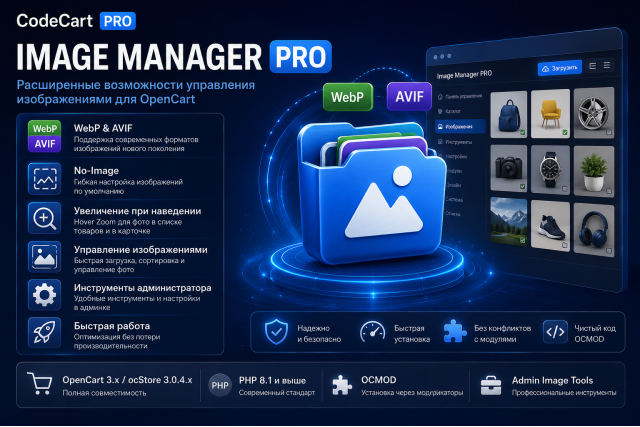 CodeCart Image Manager PRO для OpenCart — керування зображеннями товарів