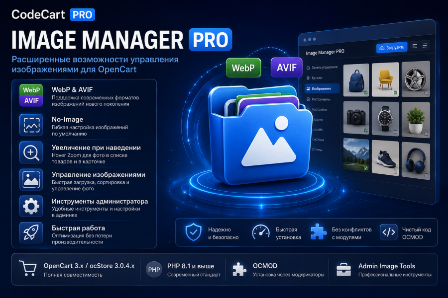 CodeCart Image Manager PRO для OpenCart — керування зображеннями товарів