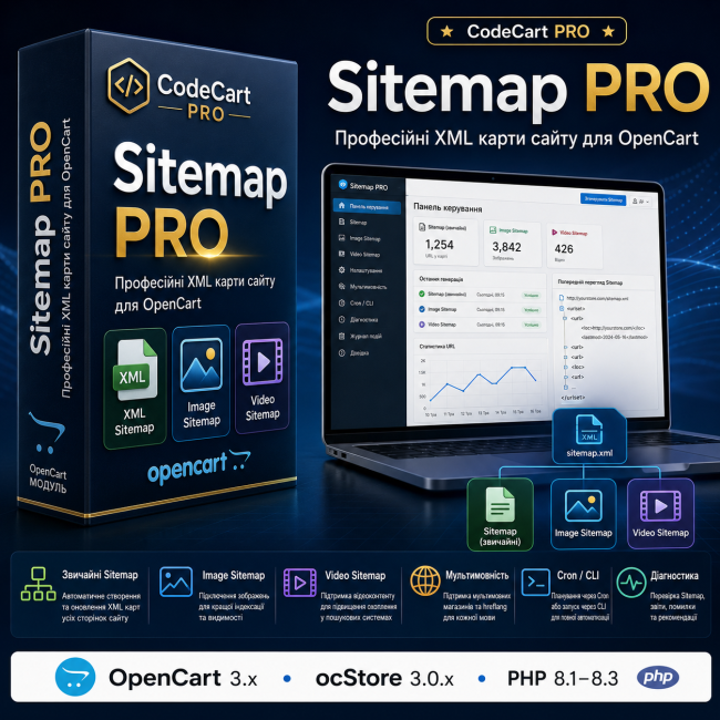 🚀 Sitemap PRO - професійний створює звичайні XML Sitemap, окремі карти зображень та відео, пінг пошукових систем