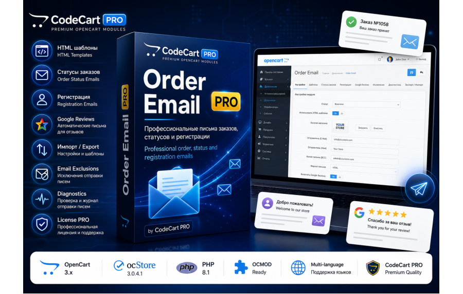 Order Email Pro (надсилання повідомлень)