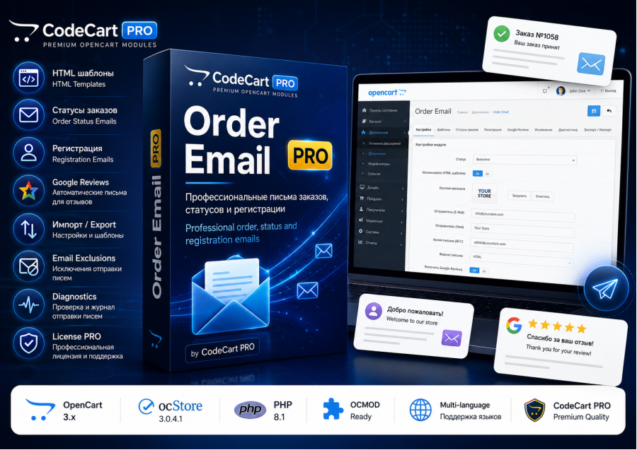 Order Email Pro (надсилання повідомлень)